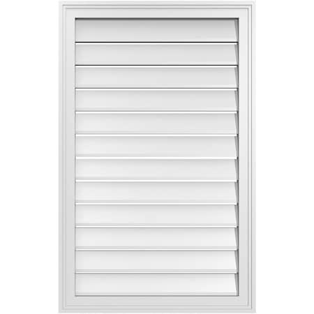Ekena Millwork Vertical Surface Mount PVC Gable Vent: Functional, w/ 2"W x 1-1/2"P Brickmould Frame, 24"W x 38"H GVPVE24X3802SF